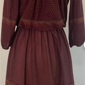 VTG 80s Liz Roberts Midi Dress Size 8 Eggplant Floral Polka Dot
Elastic Waist
